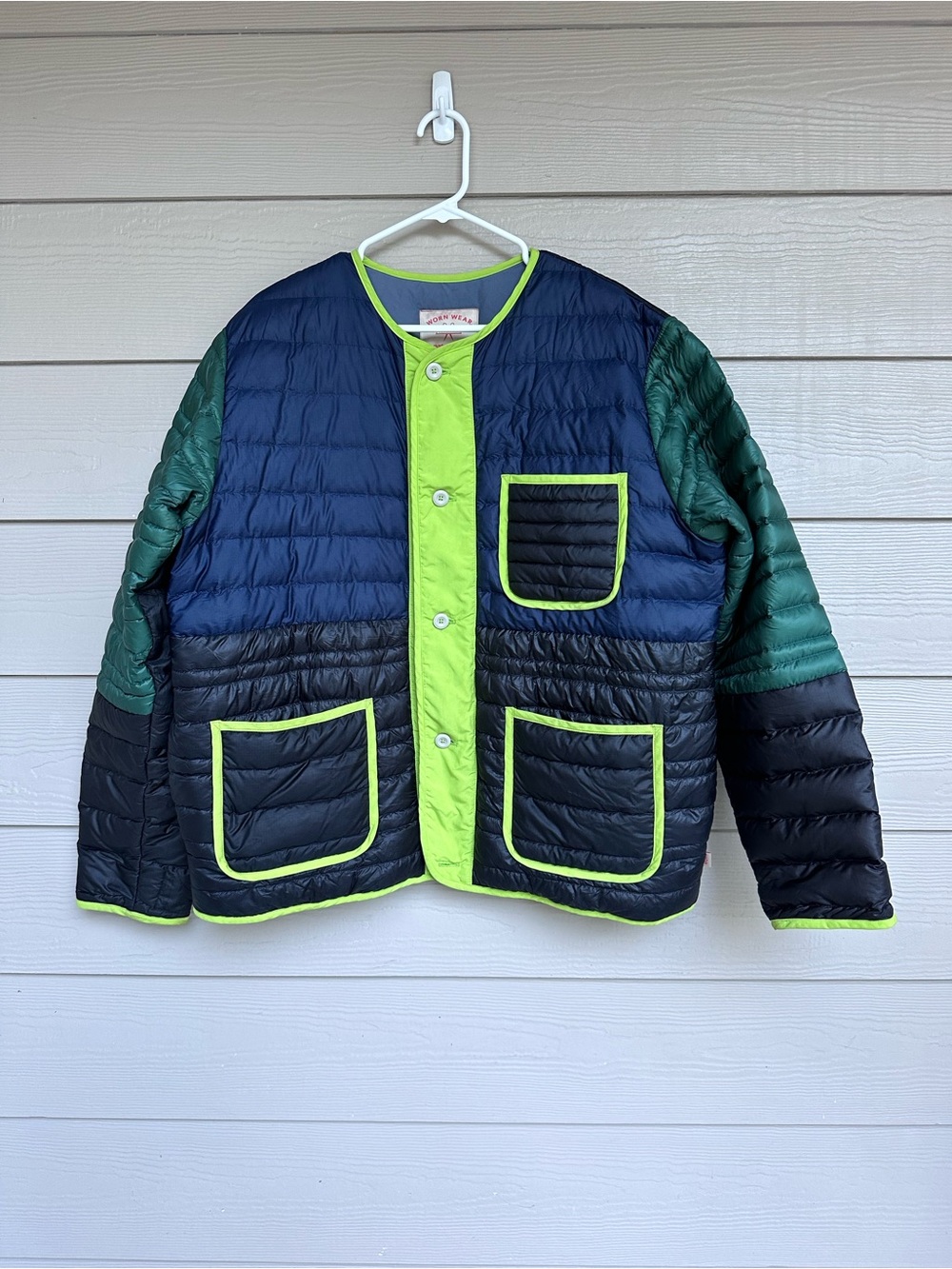 Patagonia Worn Wear ReCrafted Down Puffer Jacket Size L Unisex Multicolor (A49) - Picture 5 of 9